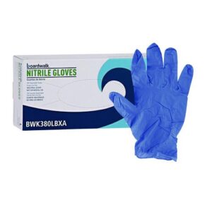 380 Series Disposable General-Purpose Nitrile Gloves, Powder-Free, Large, 4 mil Thick, 9.5" Long, Blue, 100/Box