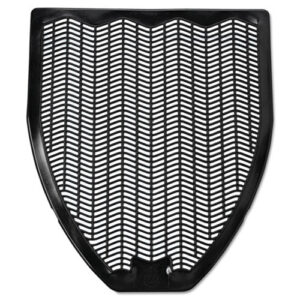 Disposable Urinal Floor Mat, Shield-Shaped, Fresh Blast Scent, Black Non-Slip Perforated Surface, 17.5" x 20.38", 6/Carton